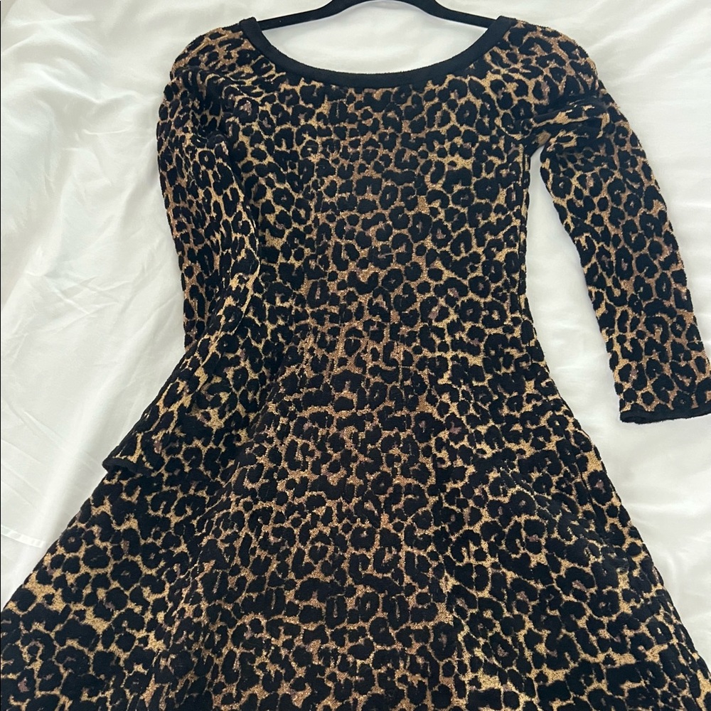 Ronny kobo long sleeve leopard knit dress